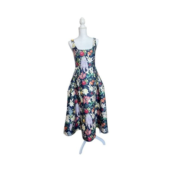 SACHIN & BABI Mia Fruit and Floral Print Cocktail Tea Length Dress Size 2 - Picture 3 of 9